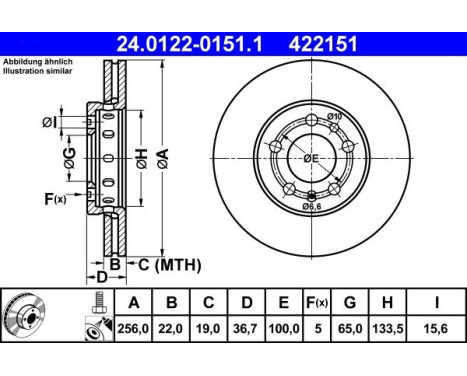 Brake Disc 24.0122-0151.1 ATE, Image 3