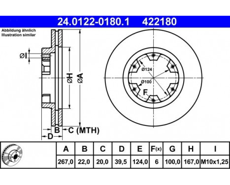 Brake Disc 24.0122-0180.1 ATE, Image 2