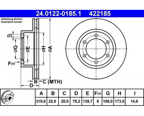 Brake Disc 24.0122-0185.1 ATE, Image 2