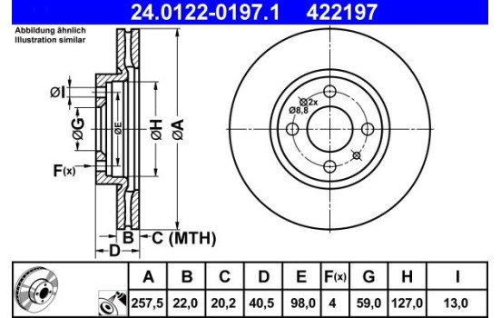 Brake Disc 24.0122-0197.1 ATE, Image 2