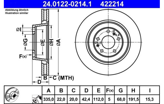 Brake Disc 24.0122-0214.1 ATE, Image 2