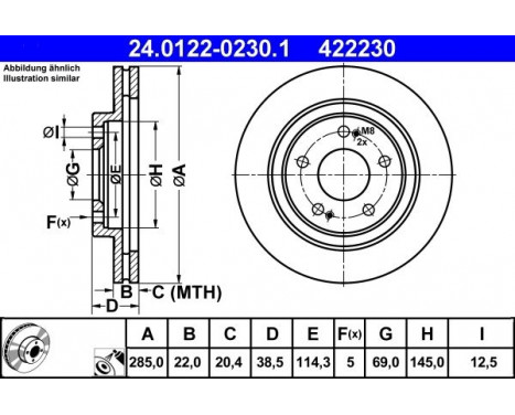 Brake Disc 24.0122-0230.1 ATE, Image 2