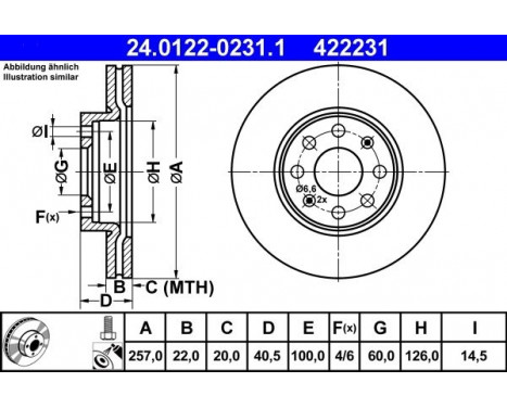 Brake Disc 24.0122-0231.1 ATE, Image 2