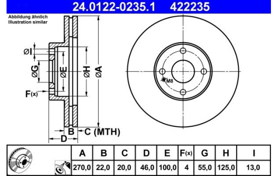 Brake Disc 24.0122-0235.1 ATE, Image 2