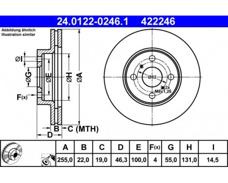 Brake Disc 24.0122-0246.1 ATE, Image 2