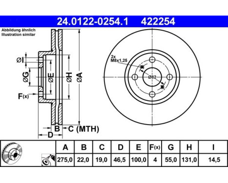 Brake Disc 24.0122-0254.1 ATE, Image 2