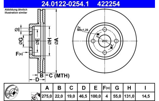 Brake Disc 24.0122-0254.1 ATE, Image 2