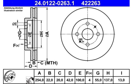 Brake Disc 24.0122-0263.1 ATE, Image 2