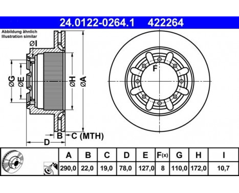 Brake Disc 24.0122-0264.1 ATE, Image 2
