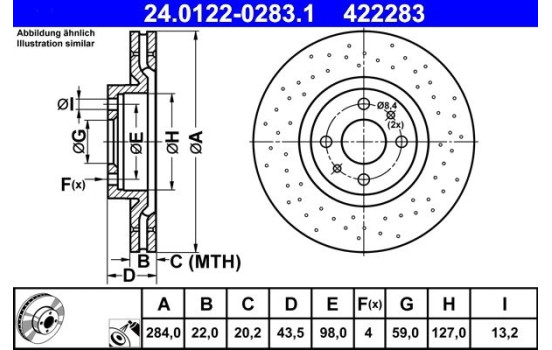 Brake Disc 24.0122-0283.1 ATE
