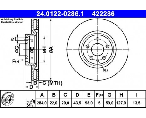 Brake Disc 24.0122-0286.1 ATE