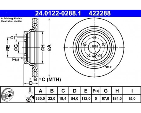 Brake Disc 24.0122-0288.1 ATE