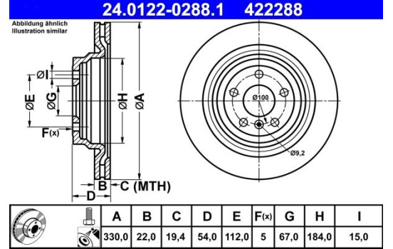 Brake Disc 24.0122-0288.1 ATE