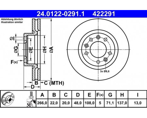 Brake Disc 24.0122-0291.1 ATE