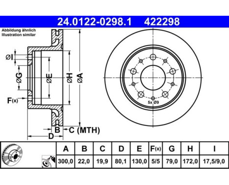 Brake Disc 24.0122-0298.1 ATE