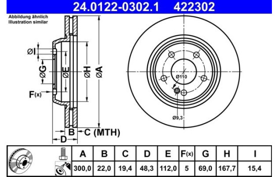 Brake Disc 24.0122-0302.1 ATE