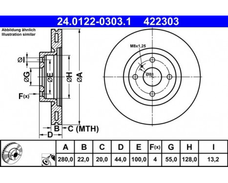 Brake Disc 24.0122-0303.1 ATE