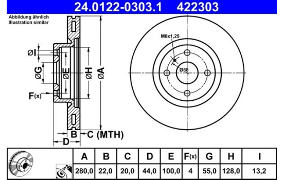 Brake Disc 24.0122-0303.1 ATE