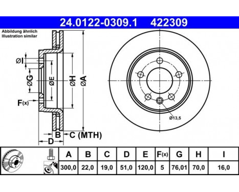 Brake Disc 24.0122-0309.1 ATE