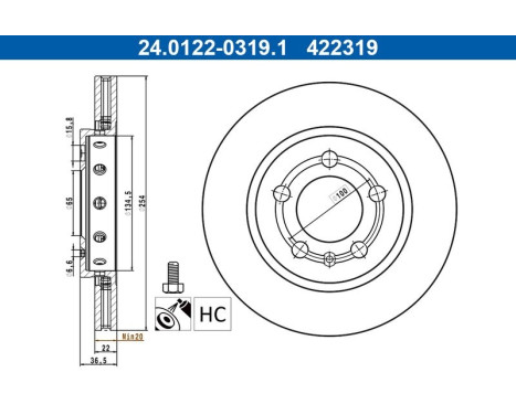 Brake disc 24.0122-0319.1 ATE