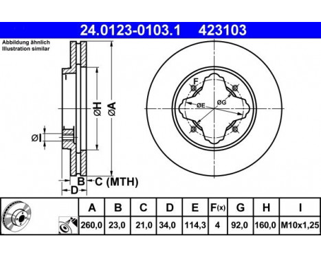 Brake Disc 24.0123-0103.1 ATE, Image 2