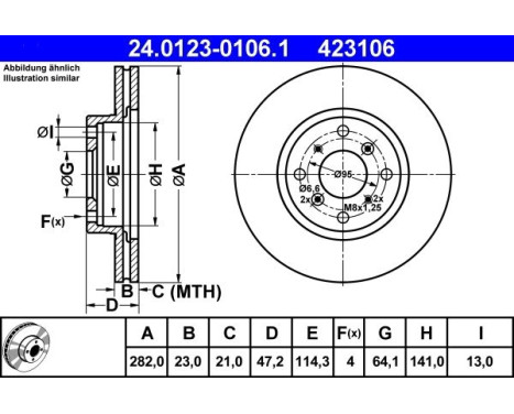 Brake Disc 24.0123-0106.1 ATE, Image 2