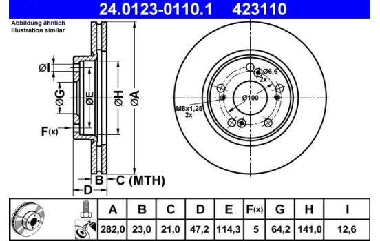 Brake Disc 24.0123-0110.1 ATE, Image 2
