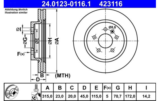 Brake Disc 24.0123-0116.1 ATE