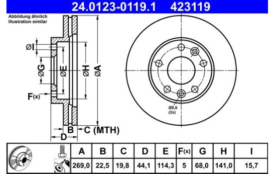 Brake Disc 24.0123-0119.1 ATE