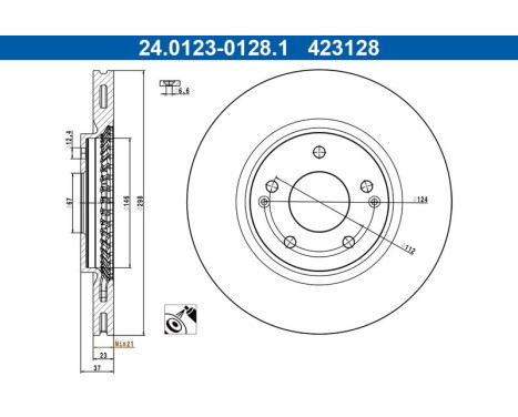 Brake disc 24.0123-0128.1 ATE