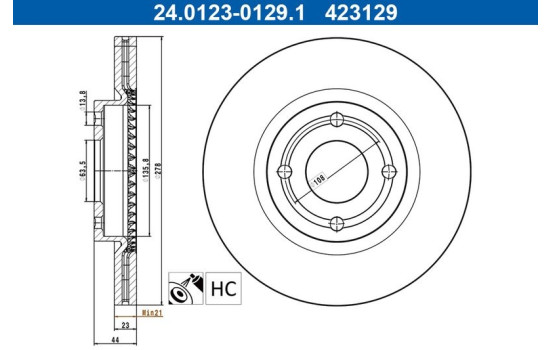 Brake disc 24.0123-0129.1 ATE