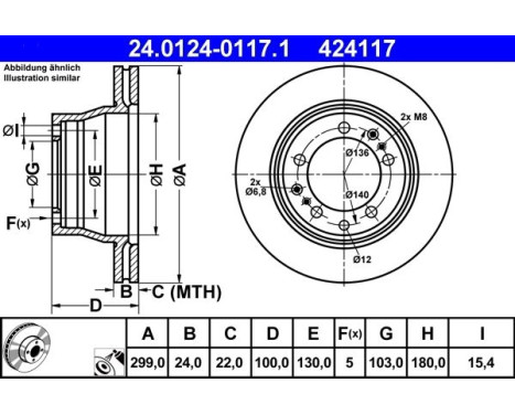 Brake Disc 24.0124-0117.1 ATE, Image 2