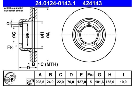 Brake Disc 24.0124-0143.1 ATE, Image 2