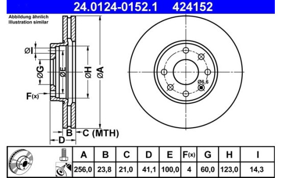 Brake Disc 24.0124-0152.1 ATE, Image 2