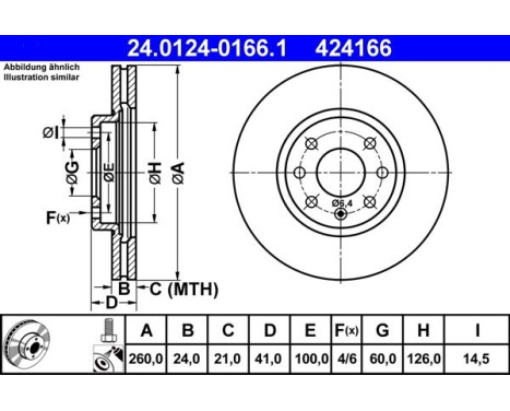 Brake Disc 24.0124-0166.1 ATE, Image 3