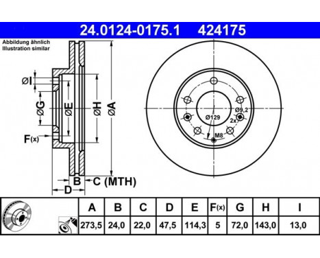 Brake Disc 24.0124-0175.1 ATE, Image 2