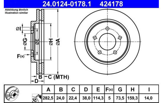 Brake Disc 24.0124-0178.1 ATE, Image 2