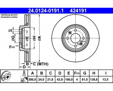 Brake Disc 24.0124-0191.1 ATE, Image 2