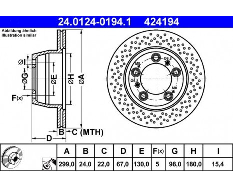 Brake Disc 24.0124-0194.1 ATE, Image 2