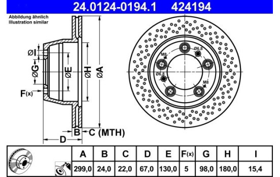 Brake Disc 24.0124-0194.1 ATE, Image 2