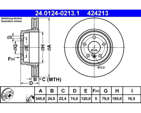 Brake Disc 24.0124-0213.1 ATE, Image 2