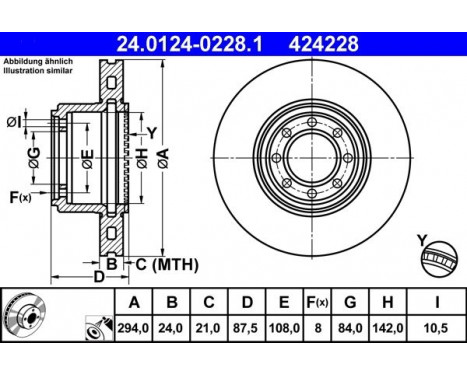 Brake Disc 24.0124-0228.1 ATE, Image 2