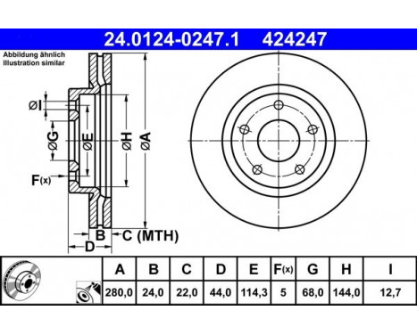 Brake Disc 24.0124-0247.1 ATE