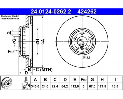 Brake Disc 24.0124-0262.2 ATE