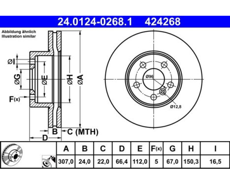 Brake disc 24.0124-0268.1 ATE