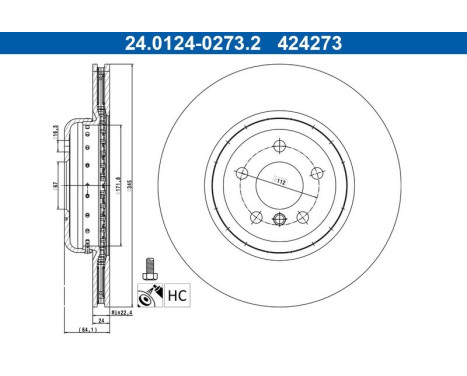 Brake disc 24.0124-0273.2 ATE