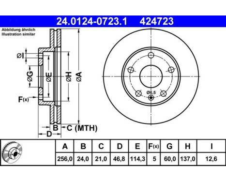 Brake Disc 24.0124-0723.1 ATE, Image 2