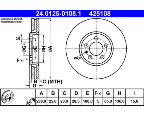 Brake Disc 24.0125-0108.1 ATE, Image 2