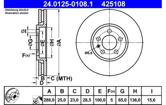 Brake Disc 24.0125-0108.1 ATE, Image 2