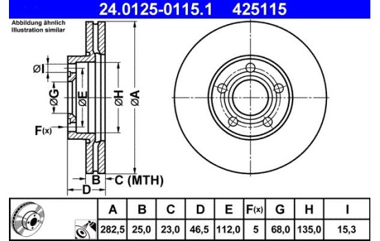Brake Disc 24.0125-0115.1 ATE, Image 2